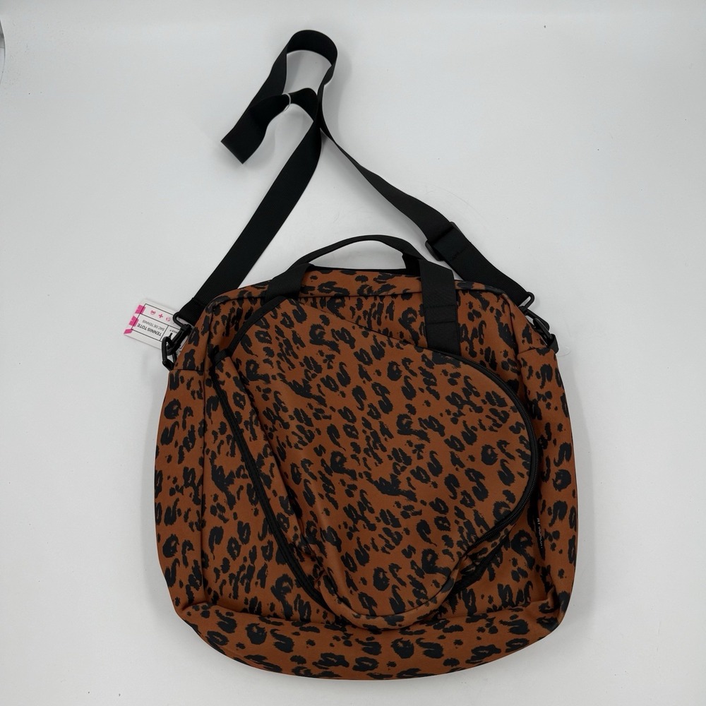 MyTagAlongs Leopard Print Tennis Tote Racquet Bag Shoulder Crossbody Brown Black